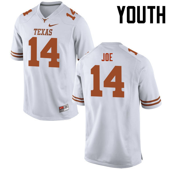 Youth #14 Lorenzo Joe Texas Longhorns College Football Jerseys-White